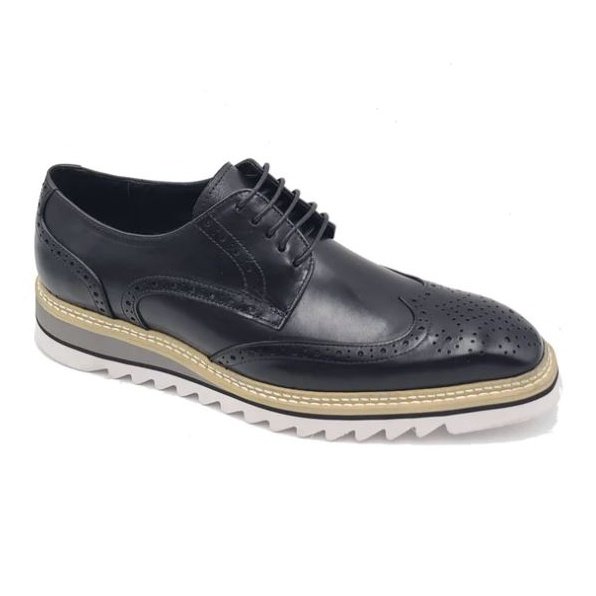 Carrucci Mens Black Lace-up Oxford Leather Dress Shoes