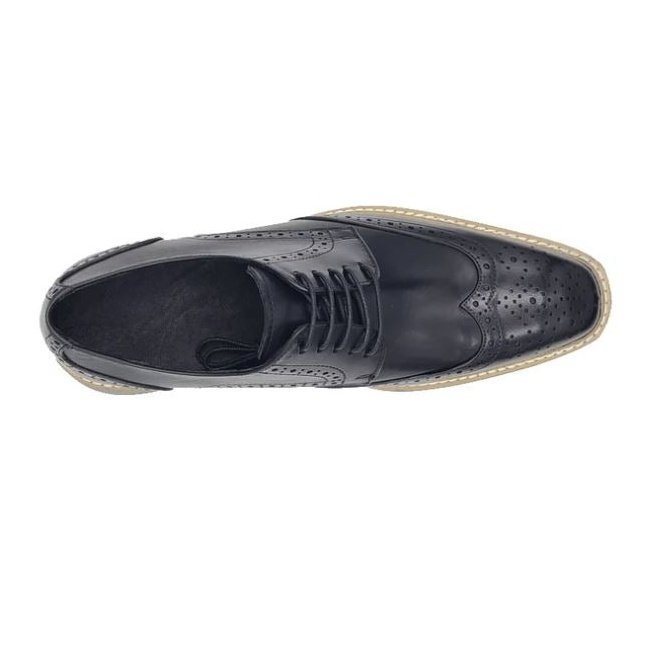 Carrucci Mens Black Lace-up Oxford Leather Dress Shoes