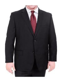 Thumbnail for Mens Portly Fit Solid Black Two Button Wool Blazer Suit Jacket