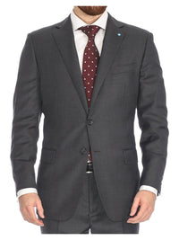 Thumbnail for Blujacket Mens Charocal Gray 100% Wool Regular Fit 2 Piece Suit