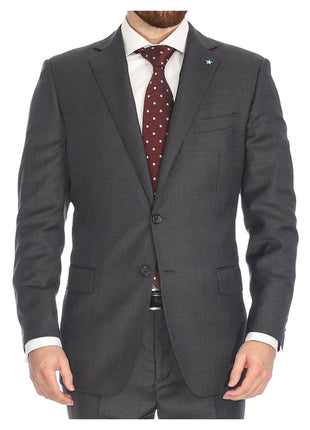 Blujacket Mens Charcoal Gray 100% Italian Reda Wool Regular Fit Suit