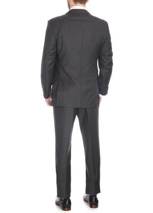 Blujacket Mens Charcoal Gray 100% Italian Reda Wool Regular Fit Suit