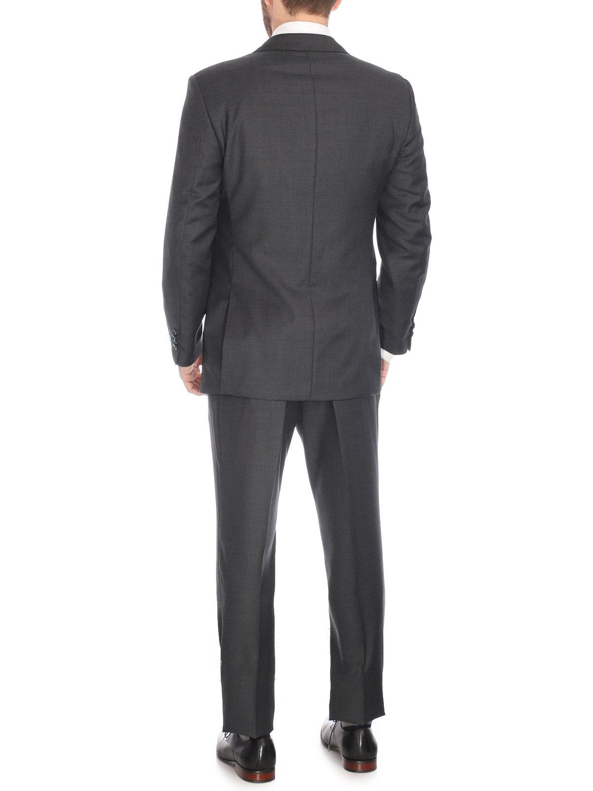 Blujacket Mens Charcoal Gray 100% Italian Reda Wool Regular Fit Suit