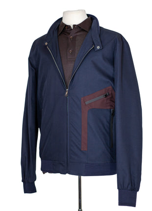 Romaster Mens Navy Blue Zip-up Bomber Jacket Raincoat