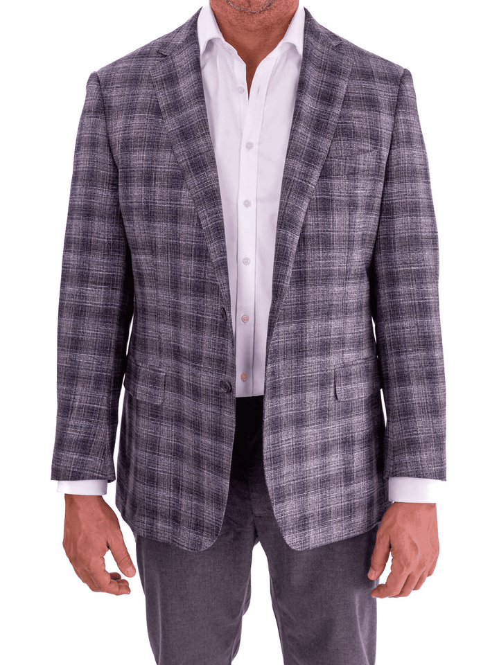 Blujacket Gray Blue Plaid Regular Fit Botto Giuseppe Wool Blend Blazer  Sportcoat