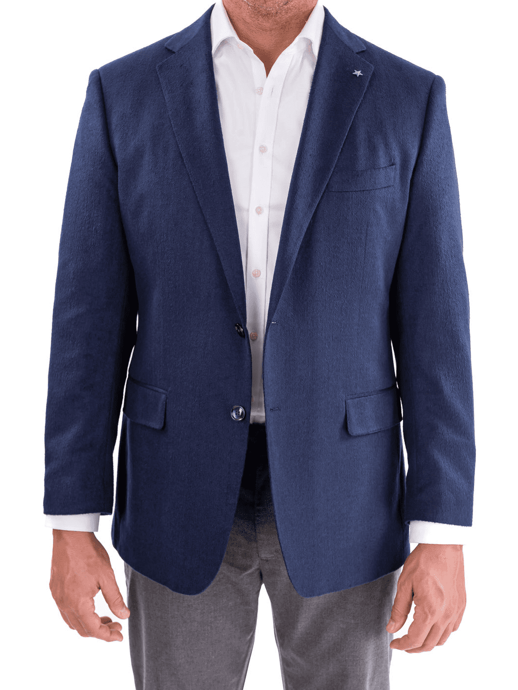 Blujacket Mens Navy Blue Silk Cashmere Regular Fit 2 Button Blazer Spo The Suit Depot
