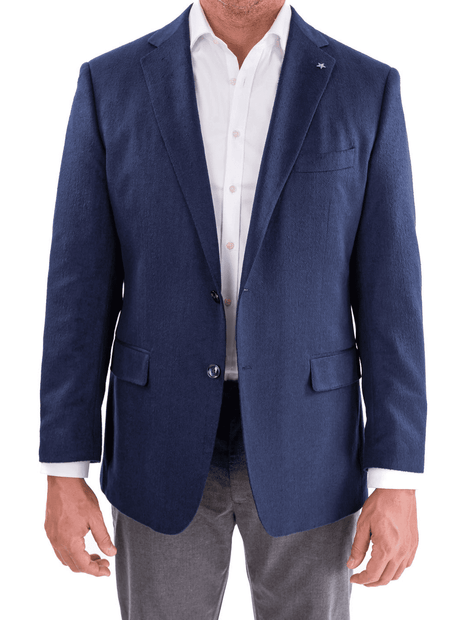 Blujacket Mens Navy Blue Silk Cashmere Regular Fit 2 Button