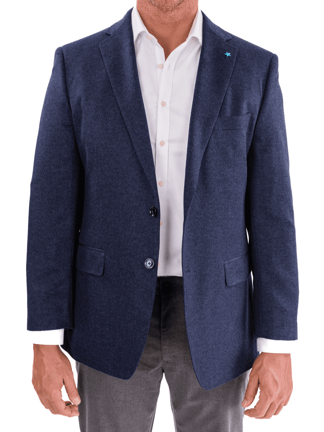Blujacket Mens Navy Blue Regular Fit Silk Cashmere 2 Button Blazer Spo