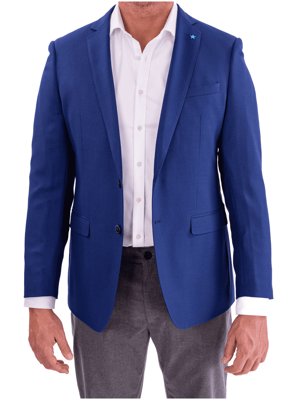 men's dress coat Blujacket Mens Blue Reda Wool Trim Fit 2 Button Blazer Sportcoat, 40 / Long