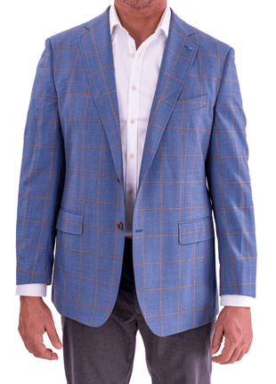 Blujacket BLAZERS 40R Mens Blujacket Blue Plaid Regular Fit Drago Wool 1/4 Lined Blazer Sportcoat