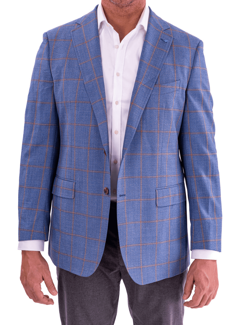 Blujacket BLAZERS 40R Mens Blujacket Blue Plaid Regular Fit Drago Wool 1/4 Lined Blazer Sportcoat
