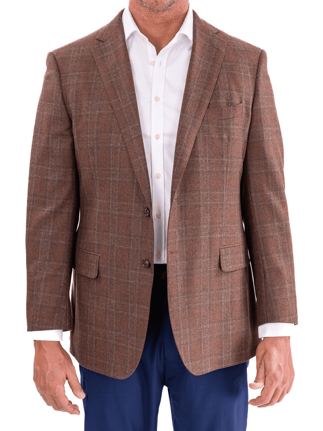 Blujacket BLAZERS Blujacket Men&#39;s Brown Plaid Loro Piana Wool Regular Fit Blazer Sportcoat