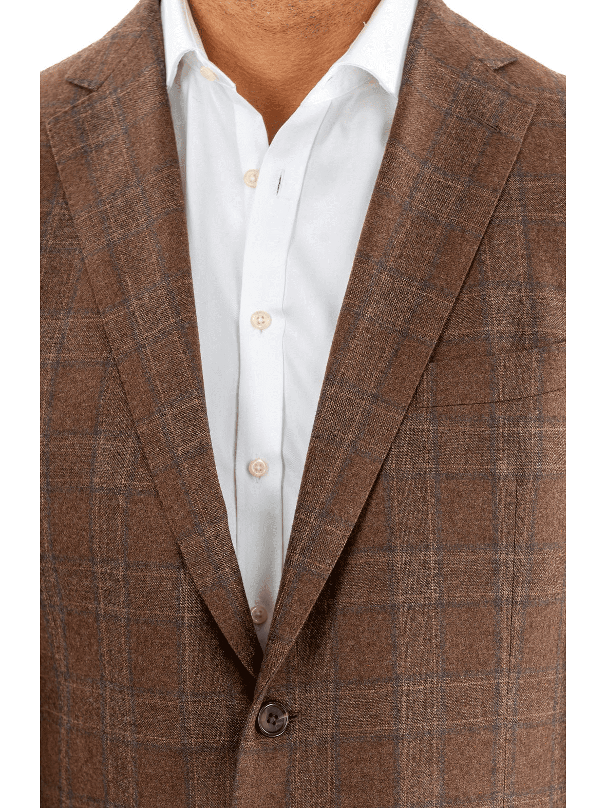 Blujacket BLAZERS Blujacket Men's Brown Plaid Loro Piana Wool Regular Fit Blazer Sportcoat