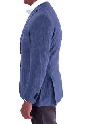 Blujacket BLAZERS Blujacket Mens Blue Leomaster Linen Regular Fit 1/4 Lined Blazer Sportcoat
