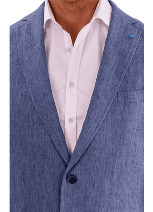 Blujacket BLAZERS Blujacket Mens Blue Leomaster Linen Regular Fit 1/4 Lined Blazer Sportcoat
