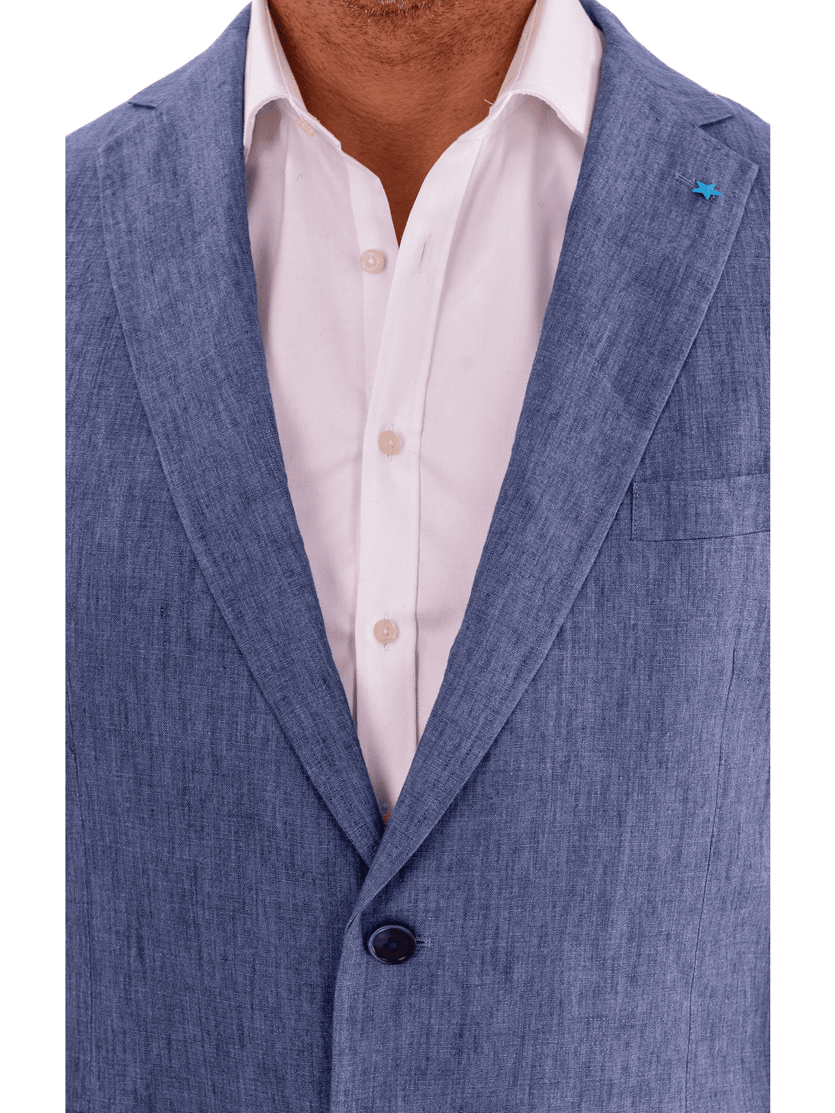 Blujacket BLAZERS Blujacket Mens Blue Leomaster Linen Regular Fit 1/4 Lined Blazer Sportcoat
