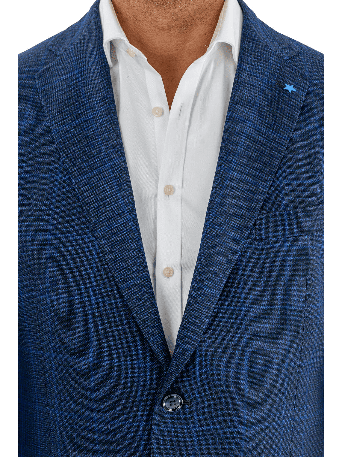 Blujacket BLAZERS Blujacket Mens Blue Plaid Reda Wool Regular Fit 1/4 Lined Blazer Sportcoat