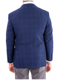 Thumbnail for Blujacket BLAZERS Blujacket Mens Blue Plaid Reda Wool Regular Fit 1/4 Lined Blazer Sportcoat