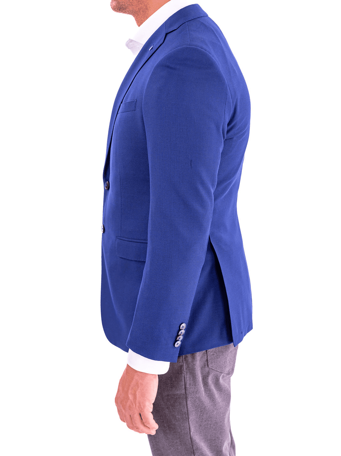 Blujacket Mens Blue Textured 100% Wool 2 Button Regular Fit Blazer  Sportcoat