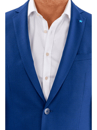 Thumbnail for Blujacket BLAZERS Blujacket Mens Blue Textured 100% Wool 2 Button Regular Fit Blazer Sportcoat