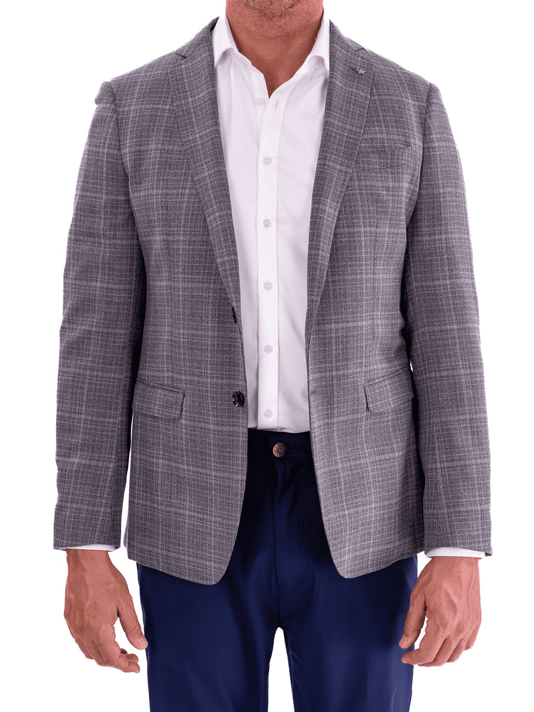 Blujacket BLAZERS Blujacket Mens Gray Reda Wool Regular Fit 2 Button Trim Fit Blazer Sportcoat