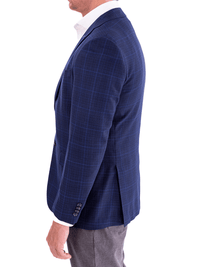 Thumbnail for Blujacket BLAZERS Blujacket Mens Navy Blue Plaid Reda Wool Regular Fit Blazer Sportcoat