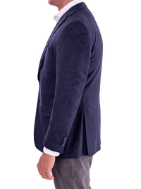 Thumbnail for Blujacket BLAZERS Blujacket Mens Navy Blue Regular Fit Silk Cashmere 2 Button Blazer Sportcoat