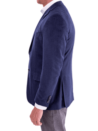Thumbnail for Blujacket BLAZERS Blujacket Mens Navy Blue Silk Cashmere Regular Fit 2 Button Blazer Sportcoat