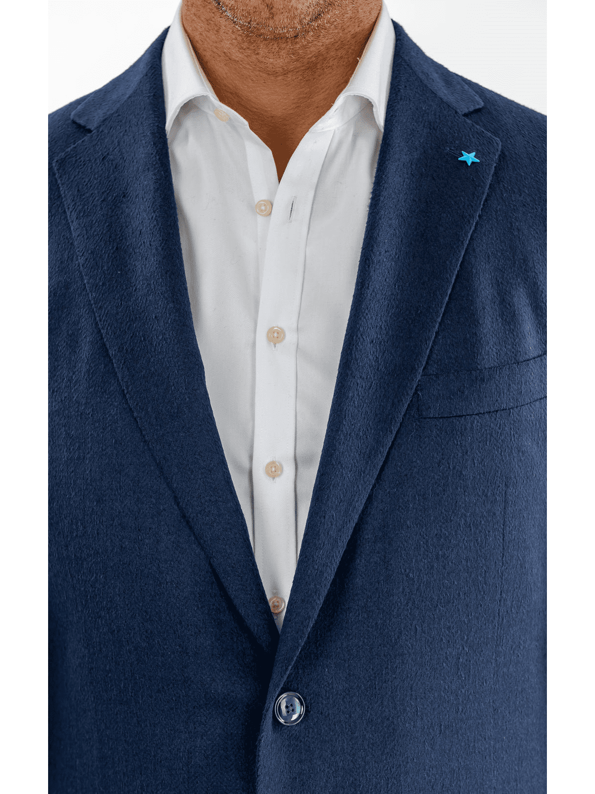 Blujacket BLAZERS Blujacket Mens Navy Blue Silk Cashmere Regular Fit 2 Button Blazer Sportcoat