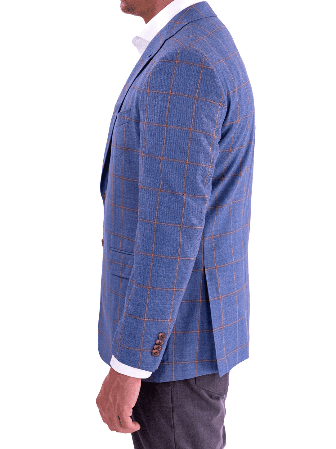 Blujacket BLAZERS Mens Blujacket Blue Plaid Regular Fit Drago Wool 1/4 Lined Blazer Sportcoat