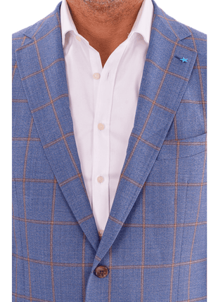 Blujacket BLAZERS Mens Blujacket Blue Plaid Regular Fit Drago Wool 1/4 Lined Blazer Sportcoat