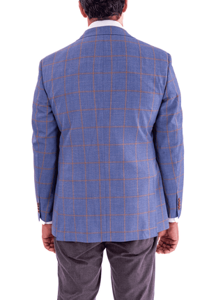 Blujacket BLAZERS Mens Blujacket Blue Plaid Regular Fit Drago Wool 1/4 Lined Blazer Sportcoat