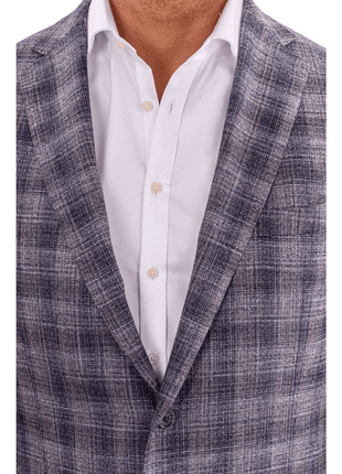 Blujacket Blujacket Mens Gray Blue Plaid Regular Fit Botto Giuseppe Wool Blend Blazer Sportcoat