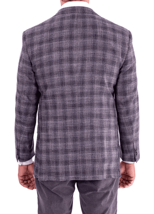 Blujacket Blujacket Mens Gray Blue Plaid Regular Fit Botto Giuseppe Wool Blend Blazer Sportcoat