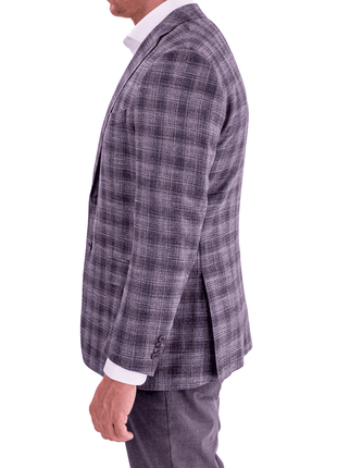 Blujacket Blujacket Mens Gray Blue Plaid Regular Fit Botto Giuseppe Wool Blend Blazer Sportcoat