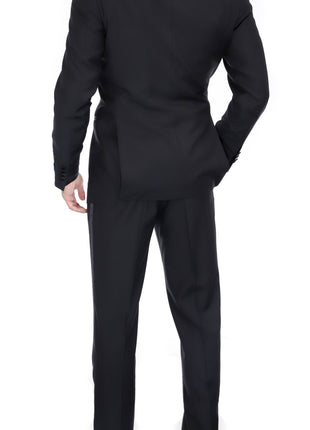 Blujacket SUITS Blujacket Mens Black Peak Lapel Zignone Wool Slim Fit Tuxedo