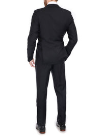 Thumbnail for Blujacket TUXEDOS Blujacket Mens Solid Black 100% Wool Regular Fit Tuxedo Suit With Peak Lapels