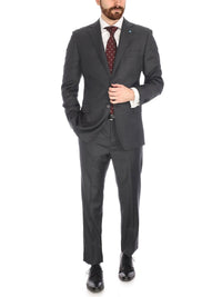 Thumbnail for Blujacket Mens Charocal Gray 100% Wool Regular Fit 2 Piece Suit