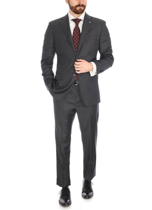 Blujacket Mens Charcoal Gray 100% Italian Reda Wool Regular Fit Suit