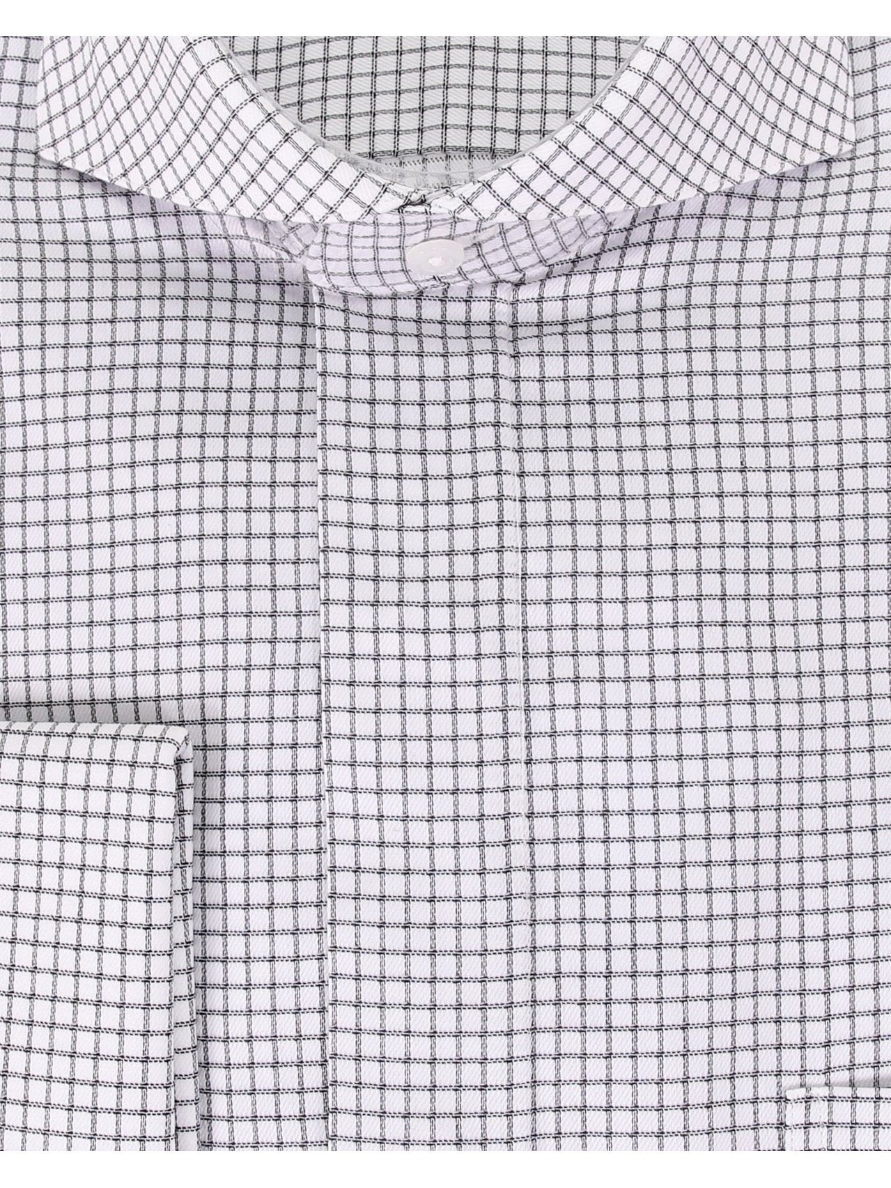 mens black check dress shirt Men's Cotton Black & White Plaid Contemporary Fit Spread Collar Wrinkle Free Dress Shirt, 17 / 36/37