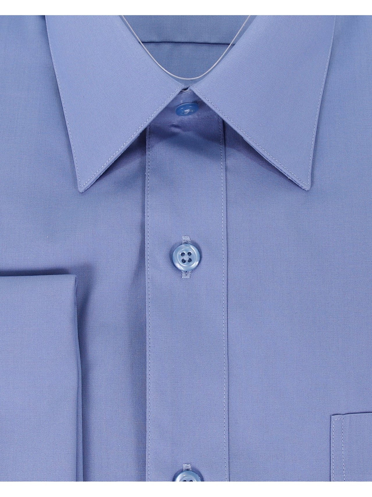 Brand M SHIRTS Mens Solid Blue Regular Fit Spread Collar French Cuff Dress Shirt