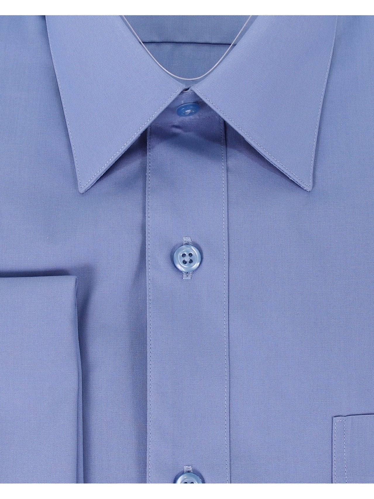 Brand M SHIRTS Mens Solid Blue Regular Fit Spread Collar French Cuff Dress Shirt
