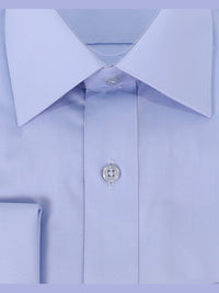 Thumbnail for Brand M SHIRTS Mens Solid Powder Blue Regular Fit Spread Collar French Cuff Dress Shirt