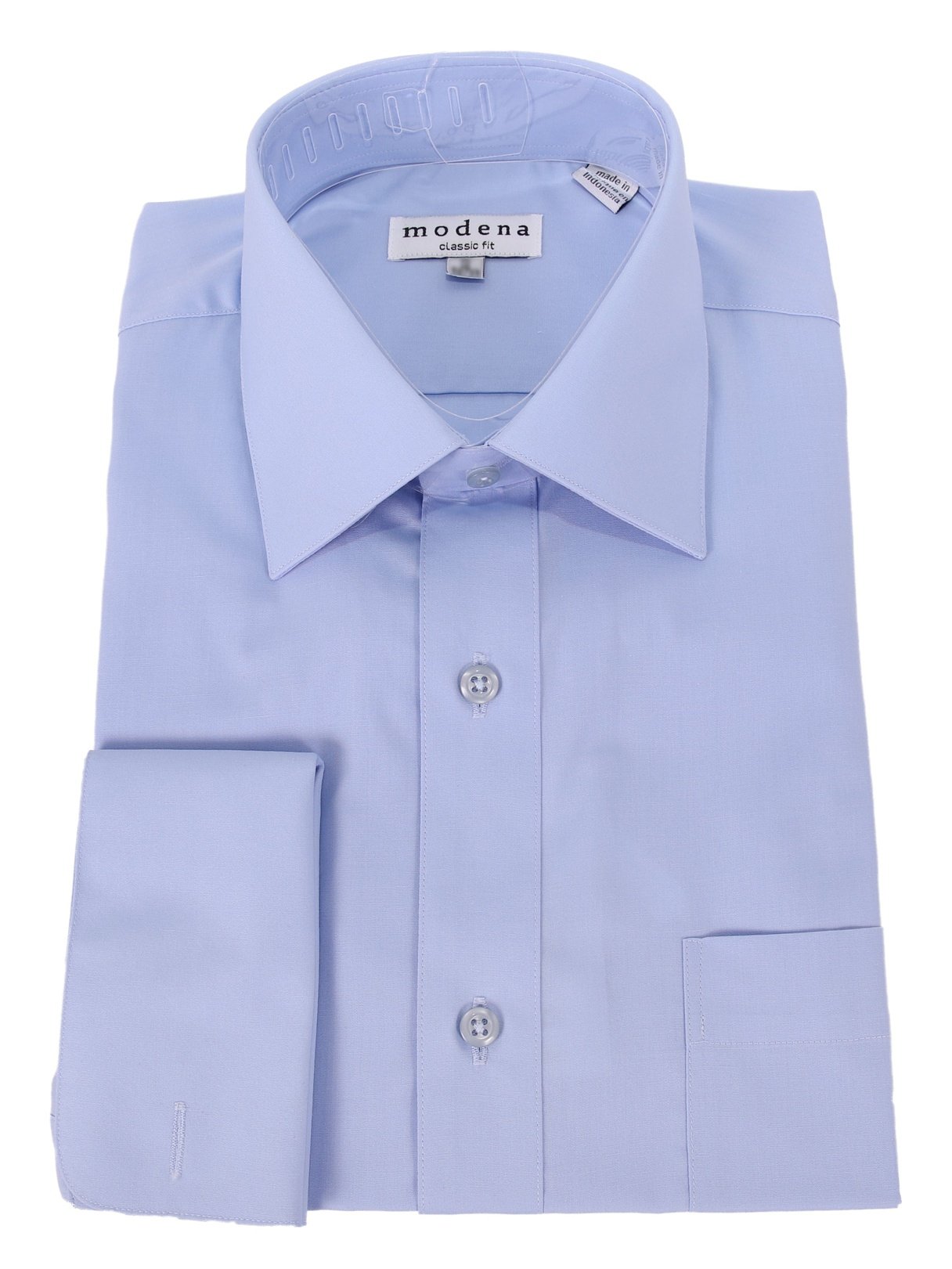Mens Solid Powder Blue Regular Fit Spread Collar French Cuff Dress Shirt, 18 / 38/39 Mens Solid Powder Blue Regular Fit Spread Collar French Cuff Dress Shirt, 18 / 38/39
