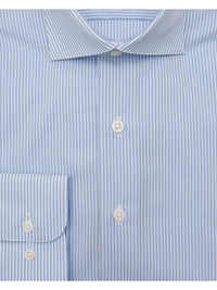 Thumbnail for Brand P & S SHIRTS Mens Cotton Blue Striped Slim Fit Spread Collar Wrinkle Free Dress Shirt