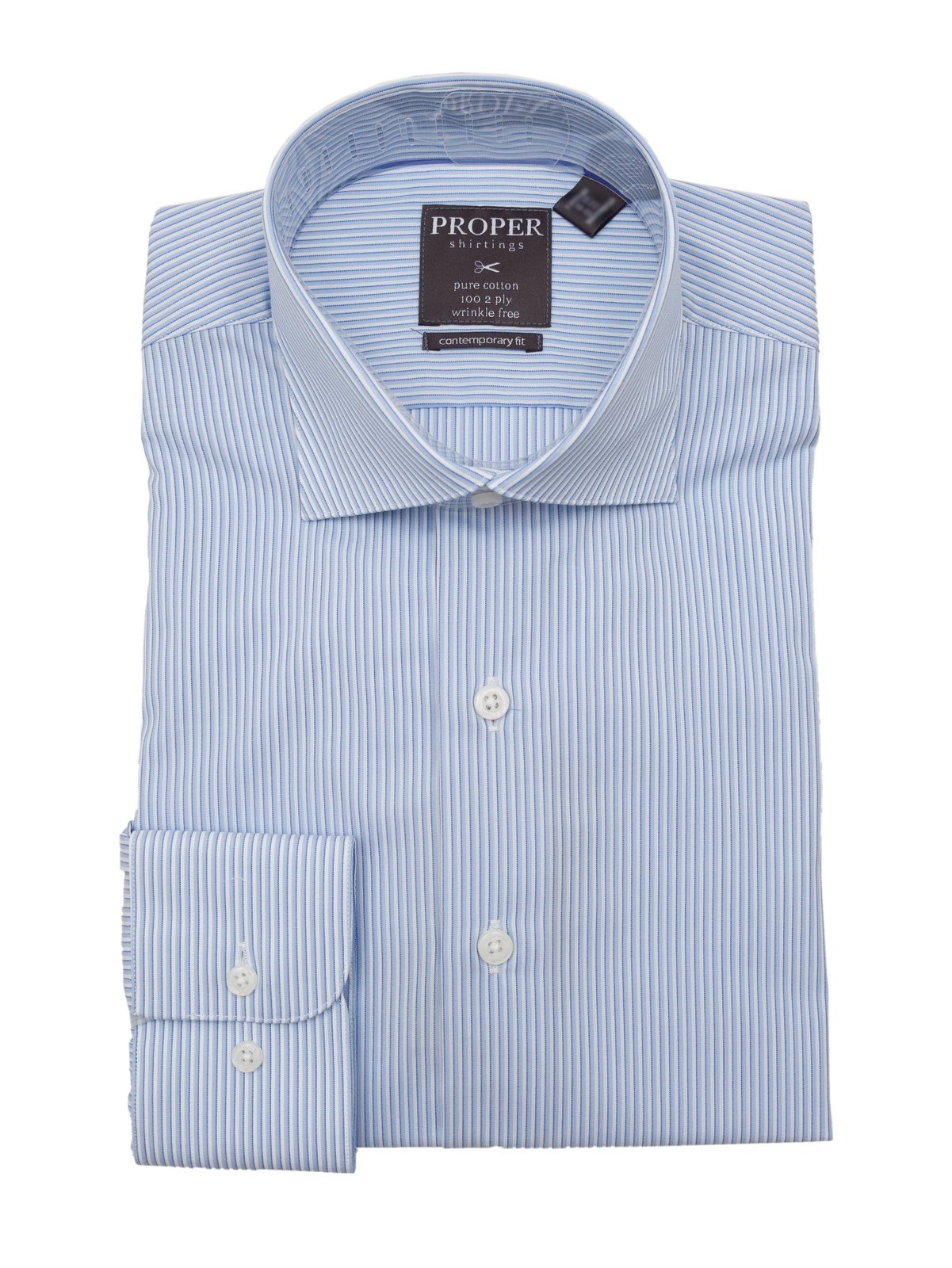 Mens Cotton Blue Striped Slim Fit Spread Collar Wrinkle Free Dress Shirt, 15.5 / 32/33 Mens Cotton Blue Striped Slim Fit Spread Collar Wrinkle Free Dress Shirt, 15.5 / 32/33