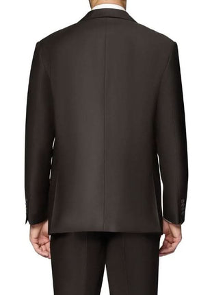 Beragamo Elegant Men's Solid Brown 100% Wool Classic Fit Vested Suit
