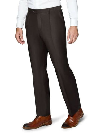 Beragamo Elegant Men's Solid Brown 100% Wool Classic Fit Vested Suit
