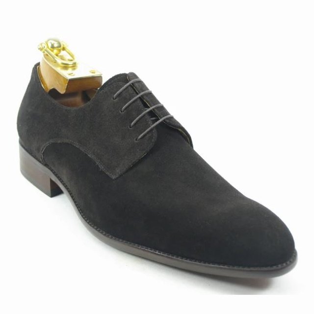 Carrucci Zapatos de vestir de cuero Oxford de ante marrón sólido para hombre