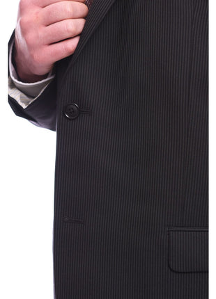 Bruno Piattelli Bruno Piattelli Classic Fit Black Pinstripe Two Button Wool Suit
